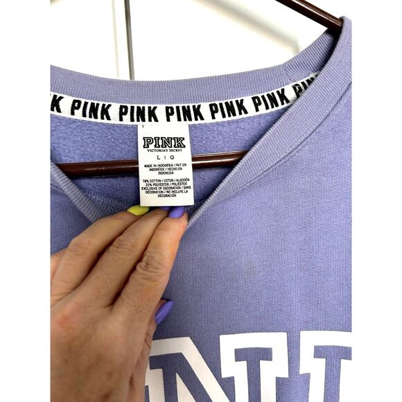 VINTAGE PINK Victoria's Secret Campus Crewneck Sweatshirt Lavender Women's Sz L - Picture 5 of 5